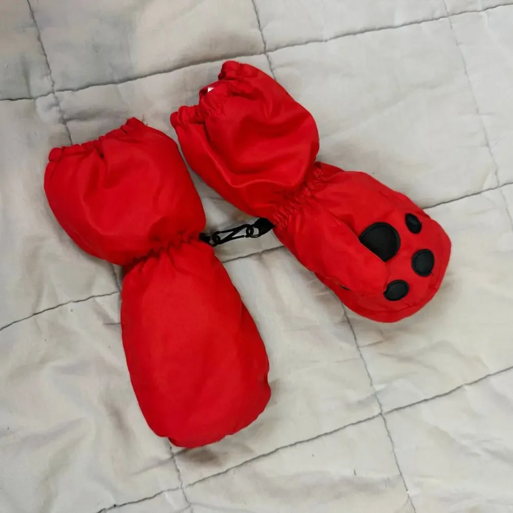 Kombi Red Black Bear Paw Mitt Mittens w Thumb Child S Small 2 3 2T 3T